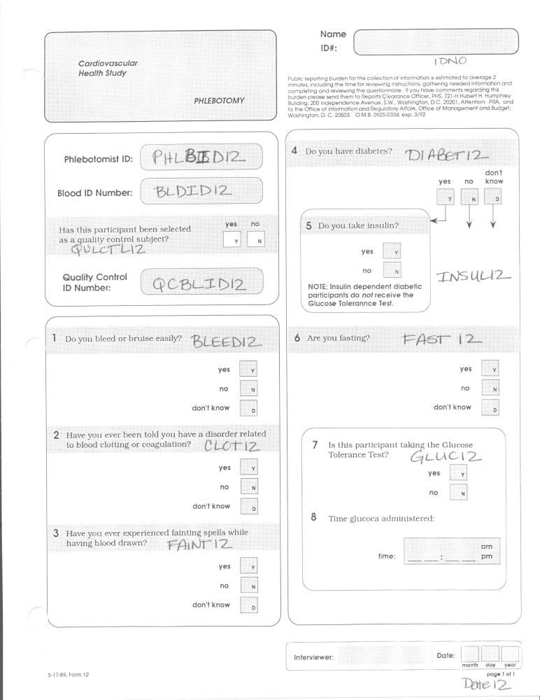 Record 12 BL Phlebotomy - page 1