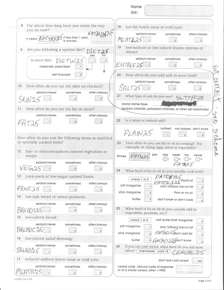 Record 25 Baseline Nutrition - page 2