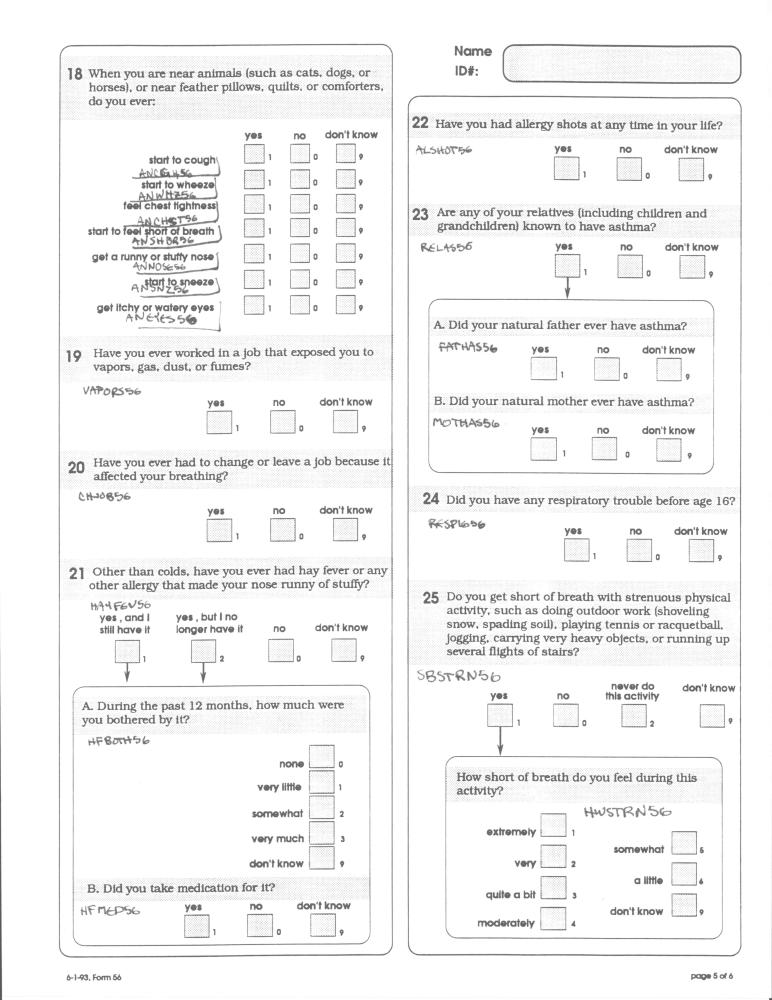 Record 56 Sleep and Asthma Questionnaire - page 5