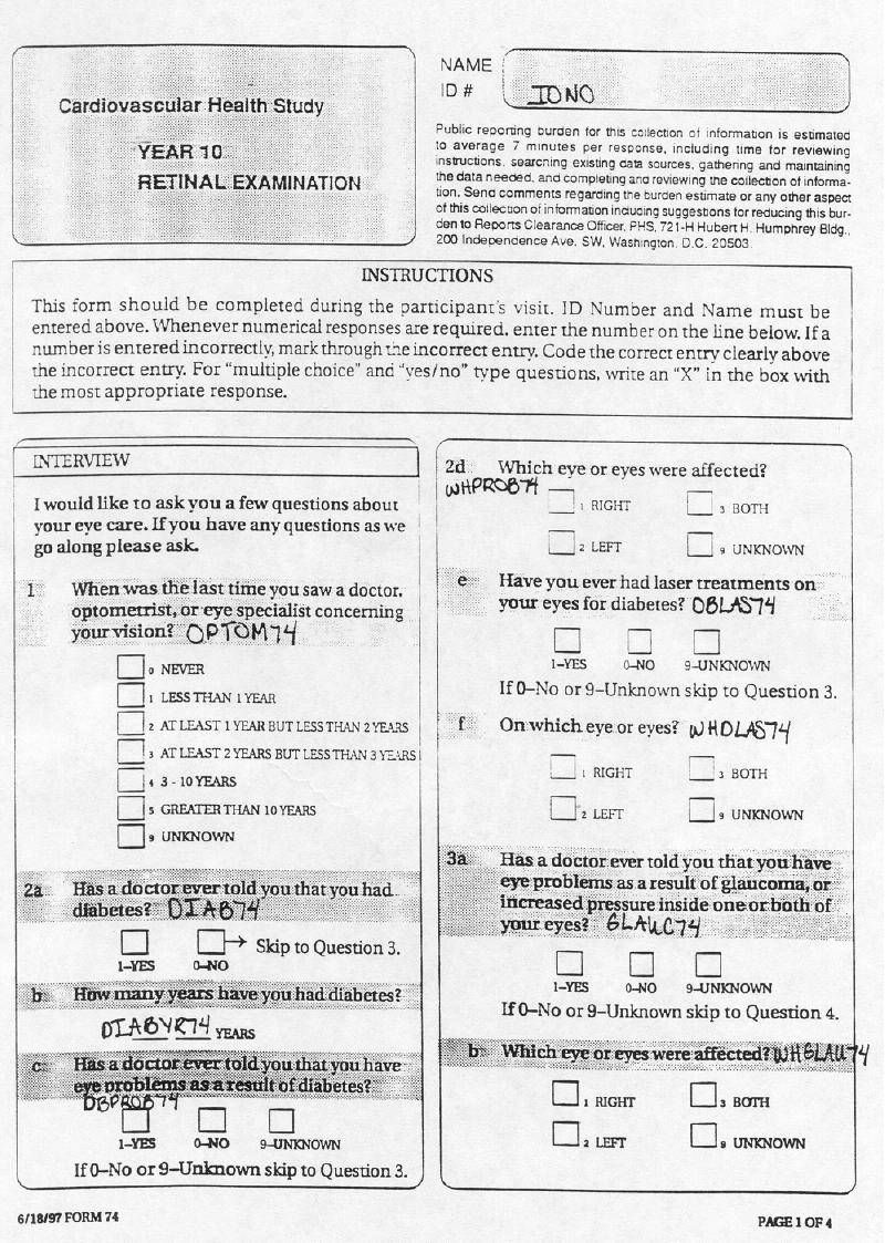 Record 74 Retinal Exam - page 1