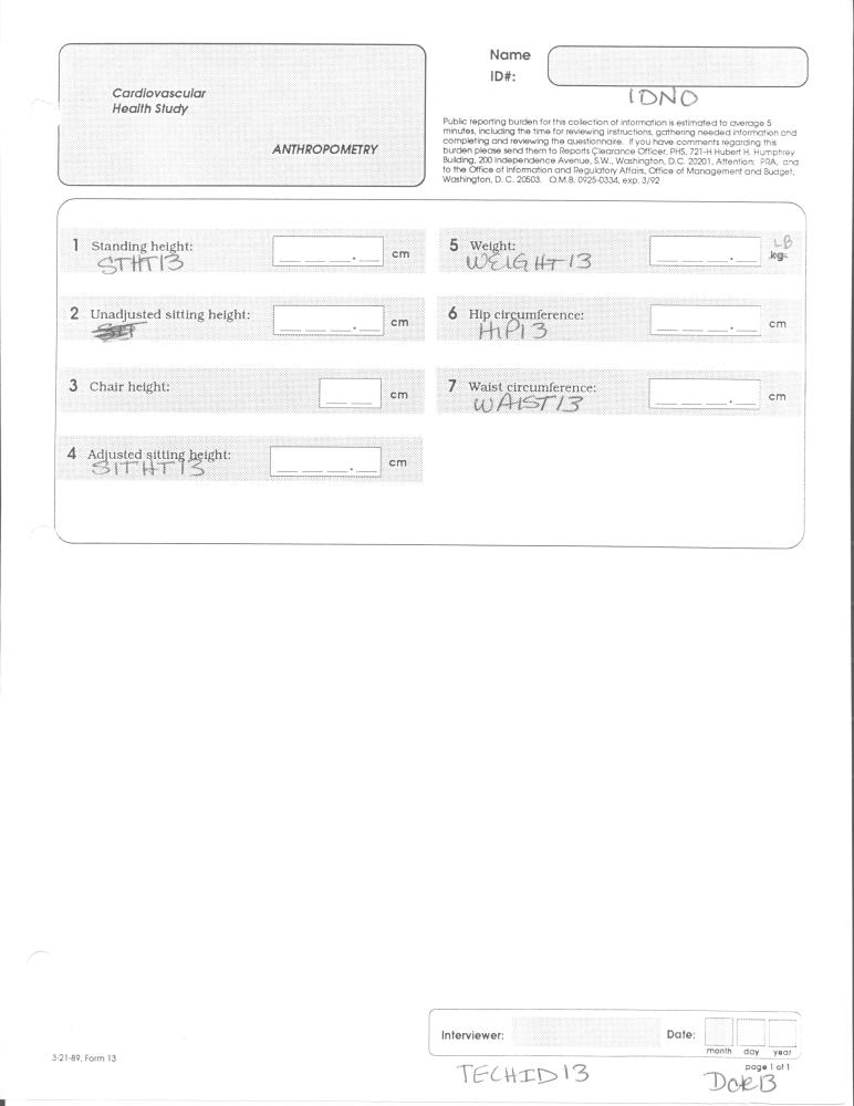 Record 13 Anthropometrics - page 1