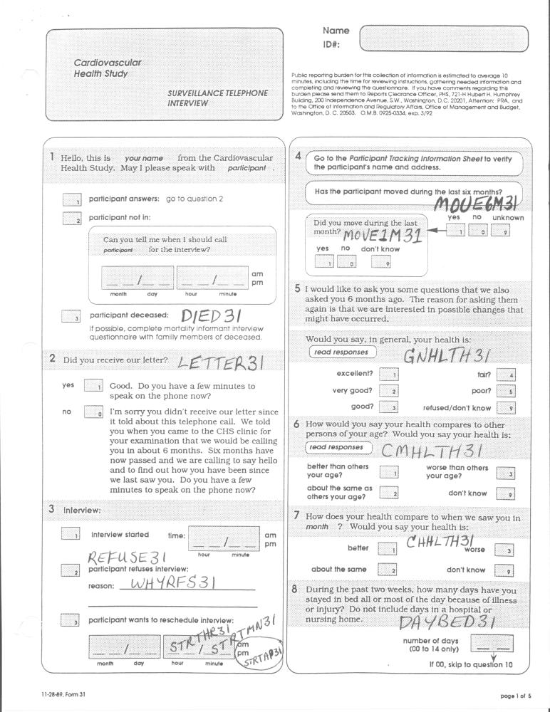 Record 31 Baseline Phone Follow up - page 1