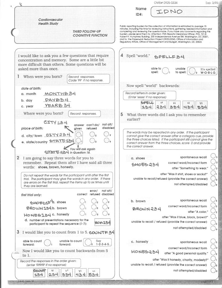 Record 34 Cognitive Function - page 1