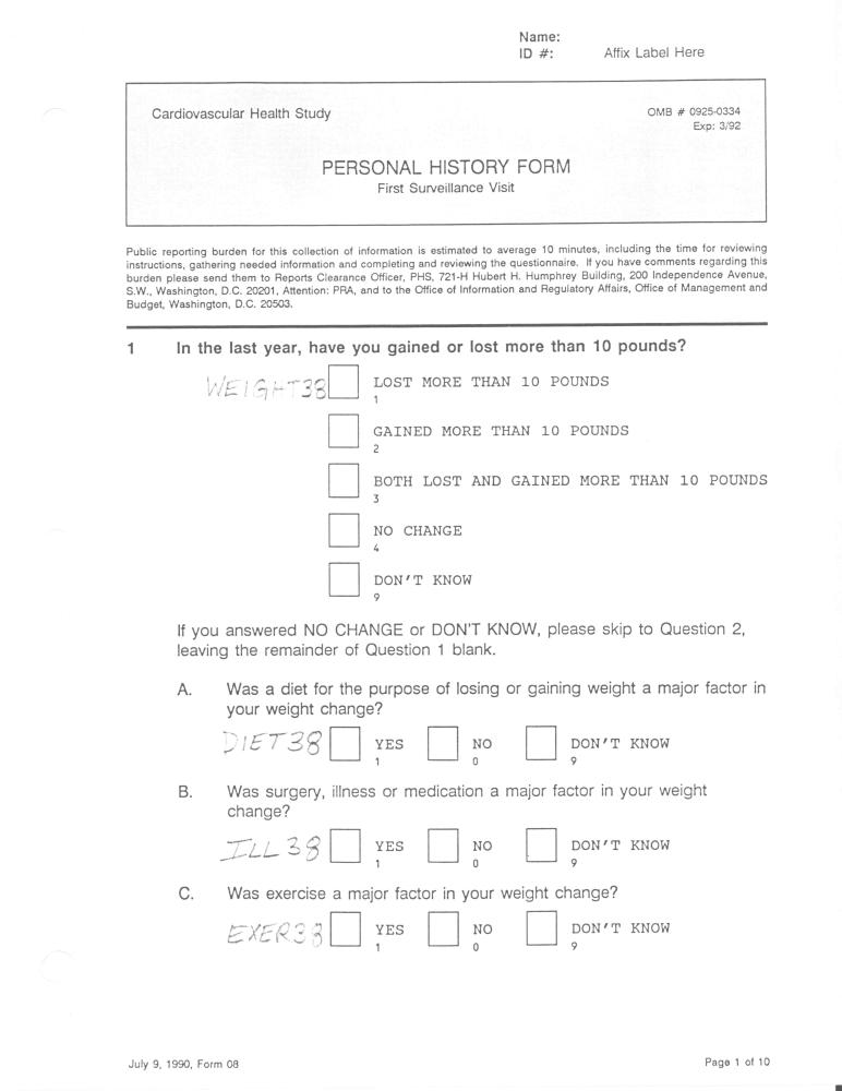 Record 38 Year 3 Personal History - page 1