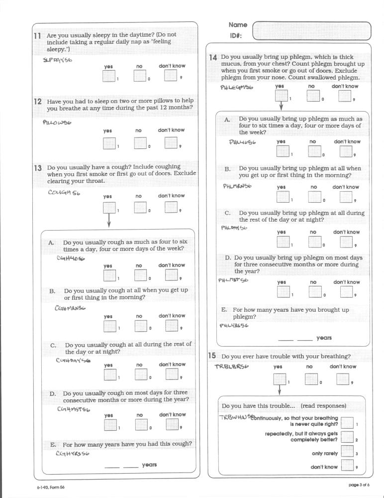 Record 56 Sleep and Asthma Questionnaire - page 3