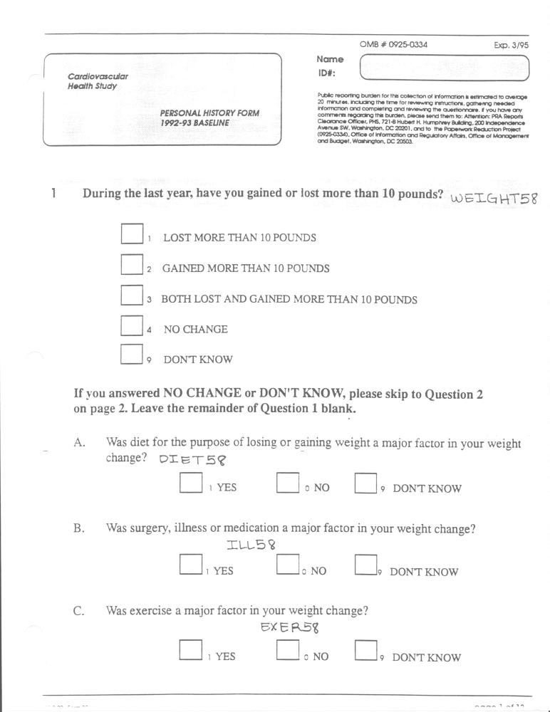 Record 58 New Cohort Personal History - page 1