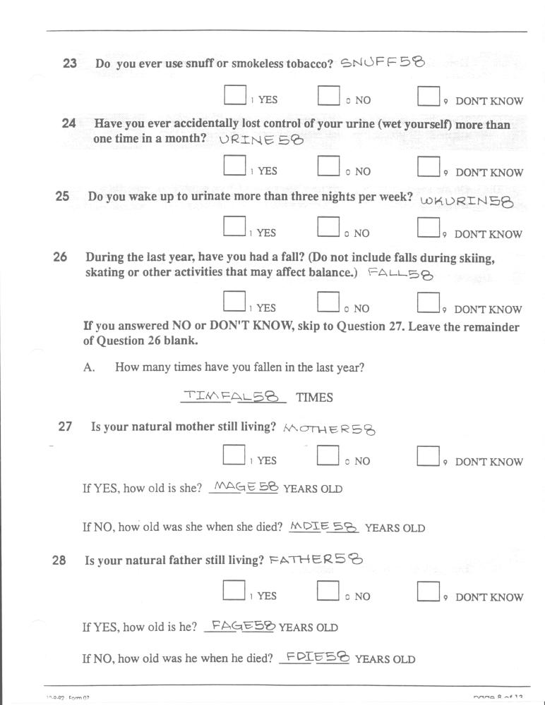 Record 58 New Cohort Personal History - page 8