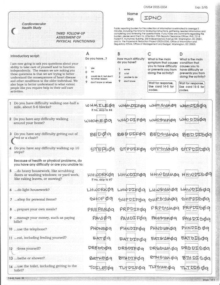 Record 9 Phys Function - page 1